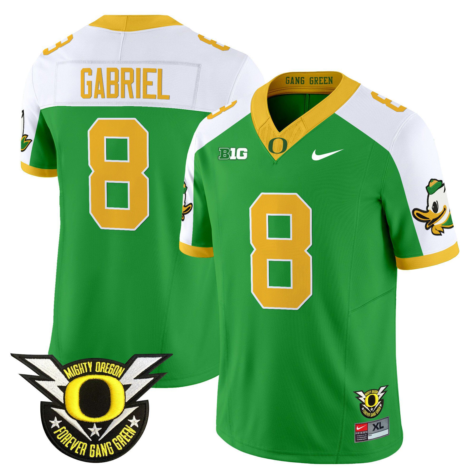 Men Oregon Ducks #8 Gabriel Green 2024 Nike Forever Gang Green & BIG Patch Vapor Limited NCAA Jersey style 1->ncaa teams->NCAA Jersey